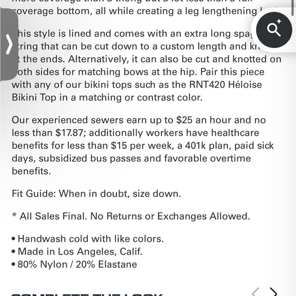 NWT Los Angeles Apparel RNT410 Black Bikini Bottom size Small - Picture 3 of 3